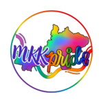 MKK pride Main Kinzing Kreis Umriss des Landkreises mit bunten Farben gefüllt