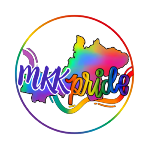MKK pride Main Kinzing Kreis Umriss des Landkreises mit bunten Farben gefüllt