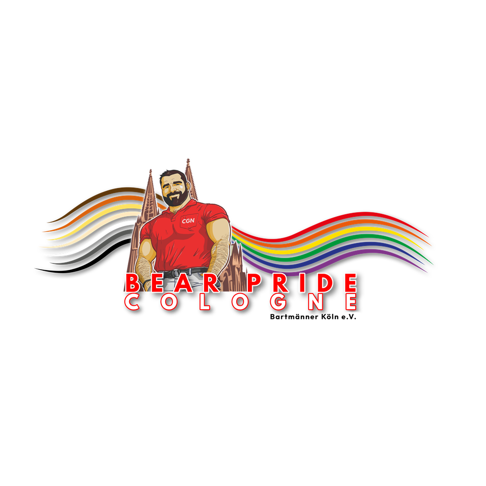 Das Bild zeigt das Logo des Christopher Street Day (CSD) Köln. Das Logo besteht aus dem Schriftzug "cologne pride" in weißer, moderner Schrift auf einem schwarzen, rechteckigen Hintergrund. Unter dem Schriftzug sind mehrere farbige Streifen in den Farben Rot, Gelb, Grün, Blau und Lila angeordnet, die teilweise hinter dem schwarzen Rechteck hervorragen.